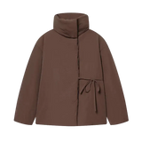 Brown jacket with a high collar on a white background