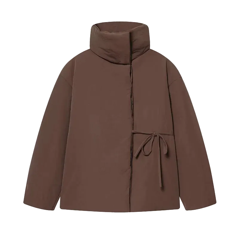 Brown jacket with a high collar on a white background