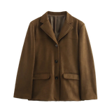 Brown jacket with two buttons on a white background