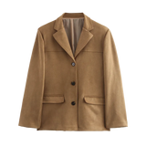 Brown coat with black buttons on a white background