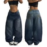 Pair of wide-leg jeans shown from front and back on a neutral background