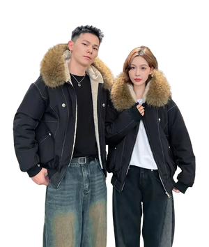 Stay warm and stylish in this oversized streetwear parka, featuring a plush faux fur lining and hood for the ultimate cozy winter look.