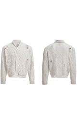 Perlenstrick-Strickjacke 