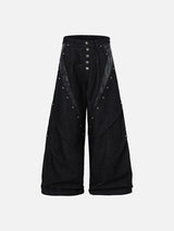 Angular Crocodile-Panel Black Trousers