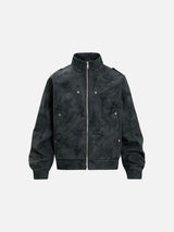 Angular Panel Suede Bomber Jacket