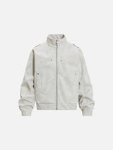 Angular Panel Suede Bomber Jacket