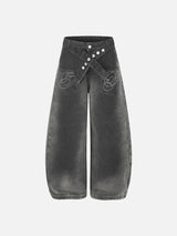 Balloon-Silhouette High-Waisted Denim Jeans