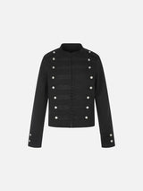Black Cropped Military Design Jacket
