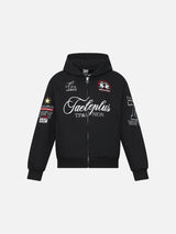 Bold Embroidered Crest Full-Zip Hoodie