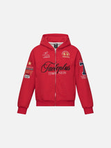 Bold Embroidered Crest Full-Zip Hoodie