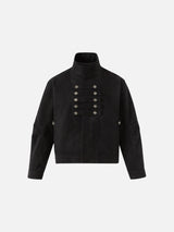 Boxy Black Jacket with Silver Buttons