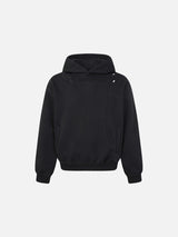 Crackle-Effect Black Oversized Hoodie