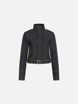 Cropped Military Denim Jacket