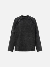 Deconstructed Seam Acid-Wash Long Sleeve T-Shirt