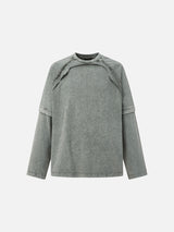Deconstructed Seam Acid-Wash Long Sleeve T-Shirt