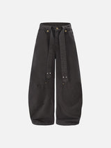 Distinct Curved Panel Wide-Leg Pants