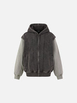 Deconstructed Seam Acid-Wash Long Sleeve T-Shirt