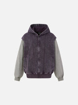 Deconstructed Seam Acid-Wash Long Sleeve T-Shirt