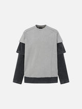 Deconstructed Seam Acid-Wash Long Sleeve T-Shirt