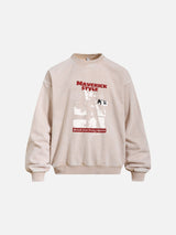Distressed Graphic Oversized Crewneck Sweatshirt
