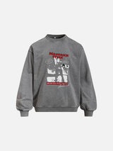 Distressed Graphic Oversized Crewneck Sweatshirt