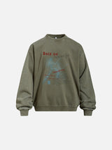 Distressed Red Multi-Text Graphic Sweatshirt