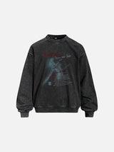 Distressed Red Multi-Text Graphic Sweatshirt