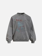 Distressed Red Multi-Text Graphic Sweatshirt