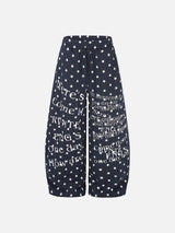 Distressed Text & Star Print Wide-Leg Pants
