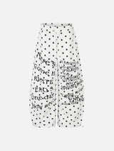 Distressed Text & Star Print Wide-Leg Pants