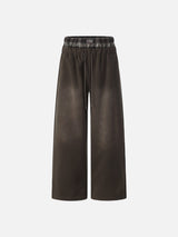 Faded Brown Straight-Leg Casual Pants