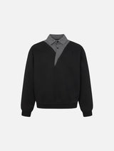 Faux Layered Black Gingham Pullover Sweatshirt