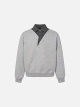 Faux Layered Black Gingham Pullover Sweatshirt