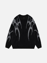Faux Mink Abstract Pattern Crew Sweater