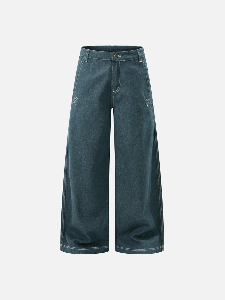 Heartbeat Graphic Wide-Leg Denim Pants