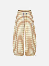 Horizontal Stripe Wide-Leg Trousers
