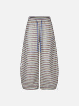 Horizontal Stripe Wide-Leg Trousers