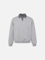 Layered Collar Check Long-Sleeve Sweatshirt