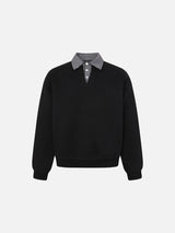 Layered Collar Check Long-Sleeve Sweatshirt