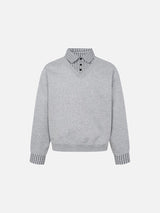 Layered Plaid V-Neck Sweatshirt
