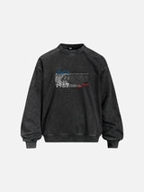 Light Blue Script Graphic Oversized Sweatshirt