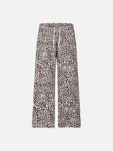 Light Pink Script Leopard Print Wide-Leg Pants