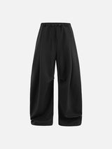 Linen Wide-Leg Drawstring Pants in Khaki