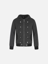 Metallic Studded Black and Grey Zip-Up Hoodie