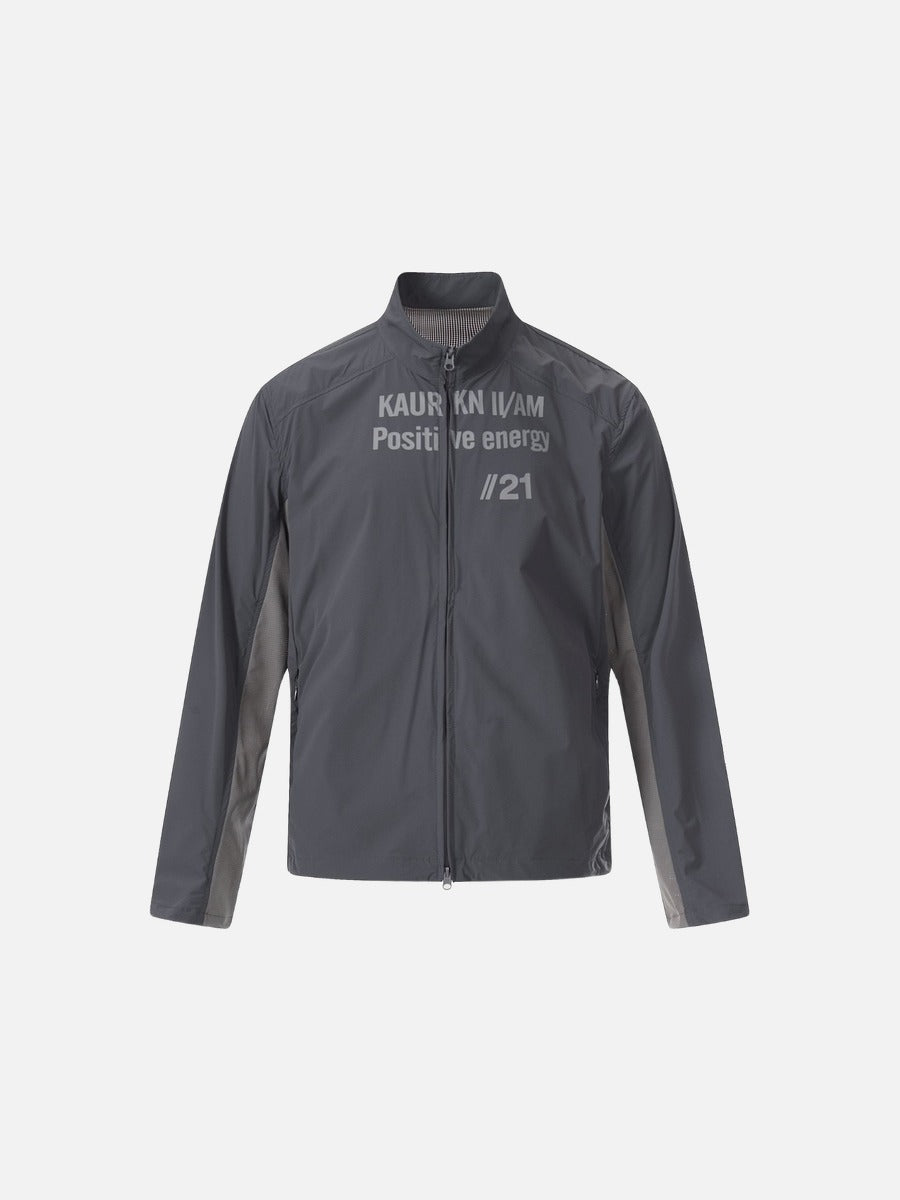 Reflective Text Graphic Stand-Collar Jacket