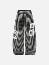 Skull and Structure Patch Wide-Leg Pants