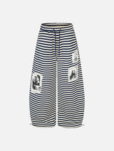 Skull and Structure Patch Wide-Leg Pants