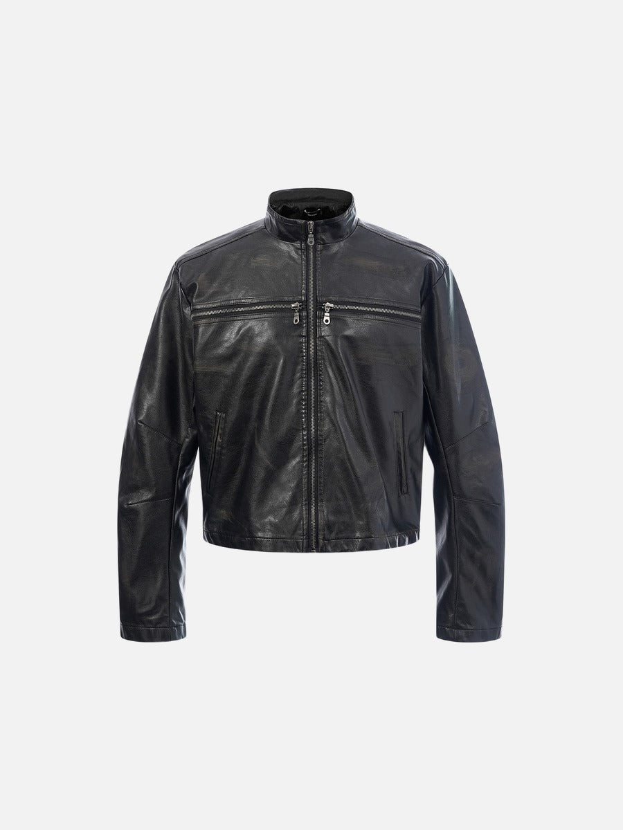 Sleek Black Leather-Look Jacket