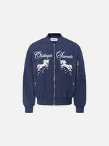Stylized Unicorn Embroidered Bomber Jacket