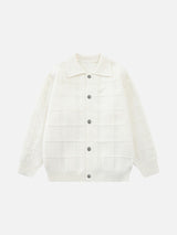 Textured Grid Pattern Long-Sleeve Cardigan